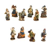 Set 10 Figurine Personaggi per Presepi (Mestieranti, Soldato e Pastori) 5 Cm in Resina