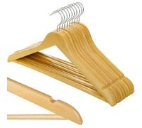 Set 10 Grucce Legno Naturale Barra Porta pantaloni Antiscivolo e Gancio Ruotante