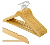 Set 10 Grucce Legno Naturale Barra Porta pantaloni Antiscivolo e Gancio Ruotante