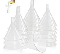 Set 10 Imbuti in Plastica Trasparente, collo lungo/corto 60/75/90/120/150mm, mini imbuti per bottiglie e travaso liquidi, cucina laboratorio garage auto(75MM)