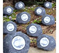 Set 10 Luci Solari LED Globo Pietre Decorative, Lampioni da Esterno IP44 Grigio