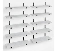 BAKAJI Set 10 Mensole galleggianti da Parete in Legno, Scaffali a Muro Multiuso con Staffe in Metallo, ideali per Camera da Letto, Soggiorno, Cucina, Bagno, Libreria, Salvaspazio, 40 x 15 cm (Grigio)