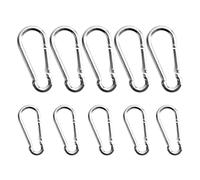 Set 10 Moschettoni in Lega di Alluminio - 5pcs 6×60mm + 5pcs 8×80mm, Colore Argento, Moschettoni Resistenti con Molla per Campeggio, Tende, Pesca, Escursioni, Portachiavi