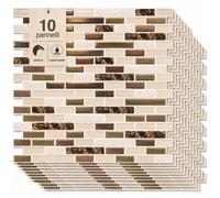 Set 10 Pannelli Adesivi Piastrelle per Muro Parete 30.5 cm Mattoncini Marrone