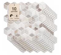 Set 10 Pannelli Adesivi Piastrelle per Muro Parete 30.5cm Decorazione Geometrica