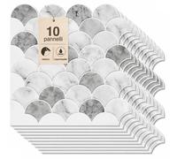 Set 10 Pannelli Adesivi Piastrelle per Muro Parete 30.5cm Decoro Squame di Pesce