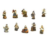 Set 10 Personaggi Mestieranti Pastori Presepe in resina cm. 3