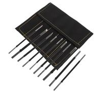 Set 10 Pezzi per Incisione di Scalpelli in Acciaio al Carbonio su Pietra | Valigetta Nera Stampata, Forme e Misure Varie, per Hobby e Uso Professionale, Adatto a Piccoli Manufatti Decorativi