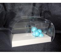 SET 10 PEZZI SCATOLA TORTINA TRASPARENTE PVC BASE E BICCHIERE 12X6X11 ASTUCCIO