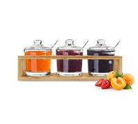 Set 10 Pezzi Sendez 3 Barattoli Spezie con Supporto in Legno Naturale