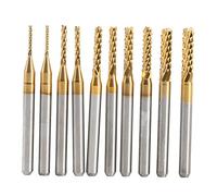 Set 10 Punte Frese in Carburo di Tungsteno per CNC Incisione Leghe e Lavorazioni di Alta Precisione - Rivestimento in Titanio - Diametri 1,0mm, 1,5mm, 2,0mm, 2,5mm, 3,0mm