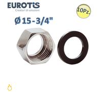 Set 10 pz Dado Ø 15 - 3/4'' in ottone nichelato a sede speciale con guarnizione