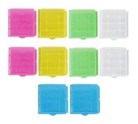 Set 10 Scatole Colorate Porta Batterie AA AAA, Contenitore di Plastica per Batterie Stilo Ministilo, Custodia Compatta da Viaggio per Batterie Ricaricabili, 5 Colori Diversi