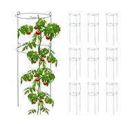 Relaxdays Set da 10 Sostegni Circolari per Pomodori, Piante Rampicanti, Cetrioli, HxD 76x26 cm, 2 Anelli, Acciaio, Verde