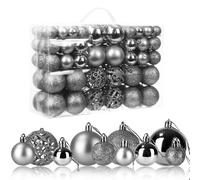 Set 100 Palline di Natale Argento Infrangibili per Albero Natale 3 4 6 cm