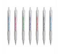 Set 100 Penne a Sfera Personalizzate con Stampa a Colori - Penna a Scatto Personalizzabile in Plastica Bianca con Grip in Gomma Colorata, Refill Nero - Gadget Aziendali e Promozionali
