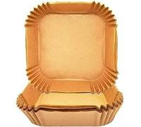 Set 100 Pezzi Carta Forno Quadrata per Friggitrice ad Aria - Teglia in Carta per friggitrice ad aria - Carta da forno riutilizzabile - Teglie per friggitrice ad aria Antiaderente e Antigrasso -16 cm