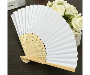 SET 100 VENTAGLI VENTAGLIO MATRIMONIO BAMBU CARTA BIANCHI SPOSA WEDDING