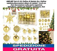 Set 101 Palline x L Albero Di Natale Oro,Addobbi natalizie,∅ 3,4,6cm Decorazioni