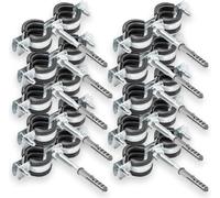 Set 10x Collari Doppi per Tubi 3/8" (15-18 mm) con Guarnizione EPDM + Tasselli 8x65 e Viti M8 a doppia filettatura - Staffe Zincate Professionali per Impianti Idraulici e Termici