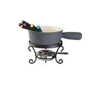 Set 11 Pezzi Fonduta Formaggio in Ceramica Nero con Accessori