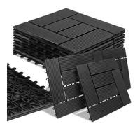 Set 11 Pezzi Piastrelle Pavimento WPC a Incastro da Esterno 30x30 cm Antracite