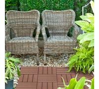 Set 11 Piastrelle per Esterni ad Incastro Antiscivolo in HDPE Riciclato, 30x30x2.2 cm, Marrone