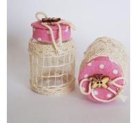 SET 12 BOMBONIERA BOMBONIERE BARATTOLO ROSA POIS 4X6.5CM FARFALLA PORTACONFETTI