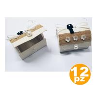 SET 12 BOMBONIERA BOMBONIERE SCATOLINA BAULE SPOSO SPOSA PORTA CONFETTI WEDDING