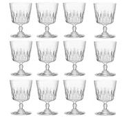 Set 12 Calici Acqua bicchiere 29 cl Vetro Ultra Brillante e Resistente Stile Vintage Bicchieri con Gambo Lavorato H 15 cm Bor-mioli Luigi in Star Glass