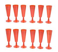 Set 12 calici fluit rossi in plastica rigidi monouso bicchiere da Spumante champagne per feste party