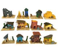 Set 12 Casette Presepe Piccole Colorate Miniatura Box assortite 8x5x h. 6 Centimetri presepio Napoletano casolari Decorazione Natalizie