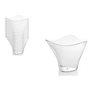 Set 12 ciotoline bicchierini in plastica trasparente ovali finger food riutilizzabili 7,7 * 7,4 * 6,3 cm aperitivo antipasto cucina ICS-672071
