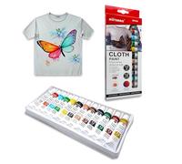 Set 12 Colori Permanenti per Tessuti, Tempera Pittura Acrilica all’Acqua Per Dipingere Stoffa, Pelle, Ideale per Magliette, Borse, Jeans, Scarpe, Vestiti, Cuoio, per Principianti e Professionisti