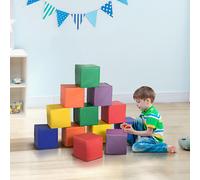 Set 12 Cubi Giocattolo Morbidi per Bambini 12-36 Mesi, Blocchi Schiuma per Bambini, Costruzioni Morbide in PU ed EPE, 20x20x20 cm, Multicolore