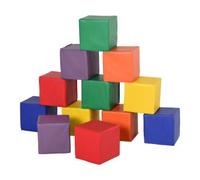 Set 12 cubi giocattolo morbidi per bambini 12-36 mesi, blocchi schiuma per bambini, costruzioni morbide in pu ed epe, 20x20x20 cm, multicolore