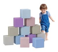 Set 12 cubi giocattolo morbidi per bambini 12-36 mesi in pu ed epe, 20x20x20 cm, multicolore