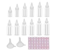 Set 12 Flaconi da 5 ml / 10 ml / 20 ml / 30 ml / 50 ml / 60 ml / 80 ml / 100 ml Con 2 Imbuti, 64 Adesivi per Etichette, Dispenser e Bottiglia Colorata per Lozione