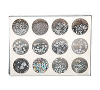 Set 12 Griglie di Paillettes Glitter, Decorazioni per Nail Art 3D, Fai - da - Te Colorate e Luminose - Confezione Organizzativa, Adatte a Gioielli e Artigianato (Argento)