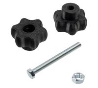 Set 12 manopole stella M5 + 6 viti M5x50 + 6 dadi/corsa 26 mm