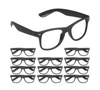Relaxdays Occhiali da Sole Strani per Feste, Set da 12, Hipster Nerd Sunglasses Finti per Carnevale, Senza Lenti, Nero