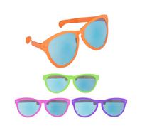 Relaxdays Occhiali da Sole Strani per Feste, Set da 12, Sunglasses Giganti Finti per Carnevale, con Lenti Blu, Colorati, 9 x 25 x 15,5 cm