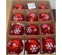 SET 12 PALLE / SFERE NATALIZIE DA 8 CM ROSSE E ORO