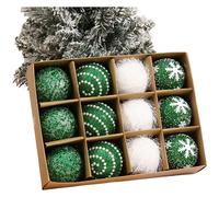 Set 12 Palline Fiocco di Neve Schiuma Addobbi Albero di Natale 7cm Decorazione
