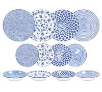 Set 12 pezzi armonia blu, include piatti, bicchieri e posate, materiale resistente, misure standard. Progettato per: uso quotidiano ed eventi.