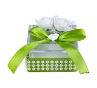 SET 12 PEZZI BOMBONIERA BOMBONIERE COFANETTO PLASTICA VERDE INVITO PORTACONFETTI