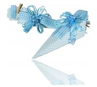 SET 12 PEZZI BOMBONIERA CONO SCATOLINE AZZURRO POIS 4X4X19 CM BOMBONIERE