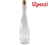 SET 12 PEZZI BOTTIGLIE BOTTIGLINE VETRO TRASPARENTE GOCCIA CON TAPPO 500CC