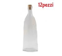 SET 12 PEZZI BOTTIGLIE BOTTIGLINE VETRO TRASPARENTE LUXURI CON TAPPO 500CC