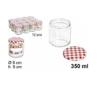 SET 12 PEZZI CONTENITORE BARATTOLO IN VETRO CON COPERCHIO BARATTOLINI 350ML